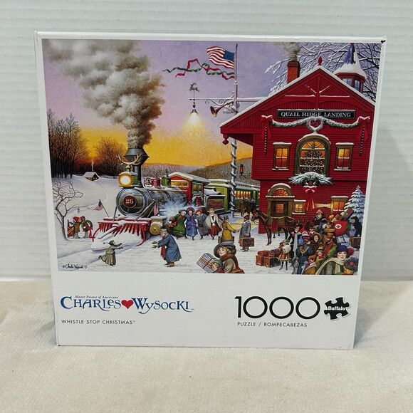 Charles Wysocki Jigsaw Puzzle “Whistle Stop Christmas “ 1000 Pc - Picture 2 of 10